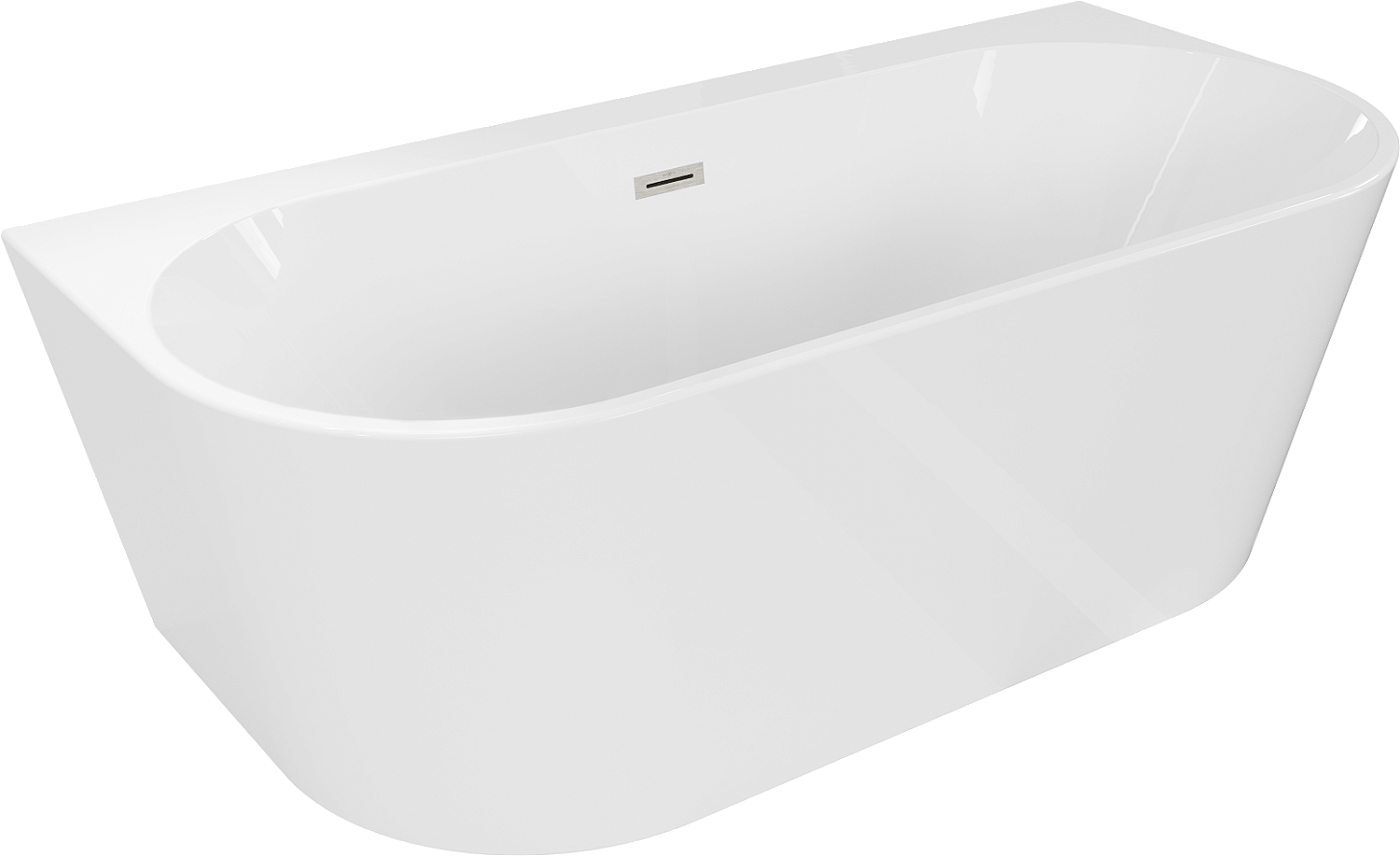 Mexen Oval+ wanna wolnostojąca przyścienna 170 x 80 cm, biała, przelew nikiel szczotkowany - 52681708000-97