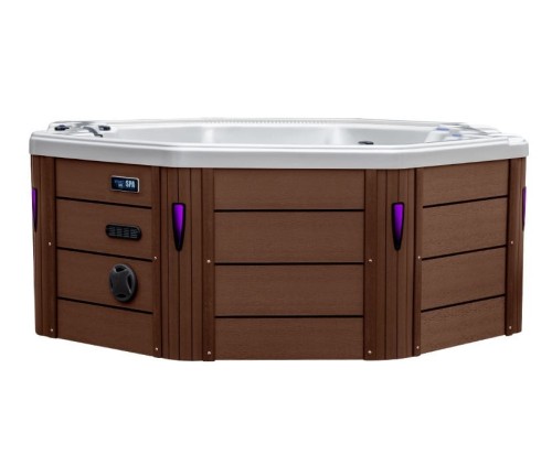 HYDROSAN - Wanna SPA Jacuzzi ogrodowe z hydromasażem 7-osobowa 220x220 cm BIAŁA PERŁA OBUDOWA KAWA SPA107
