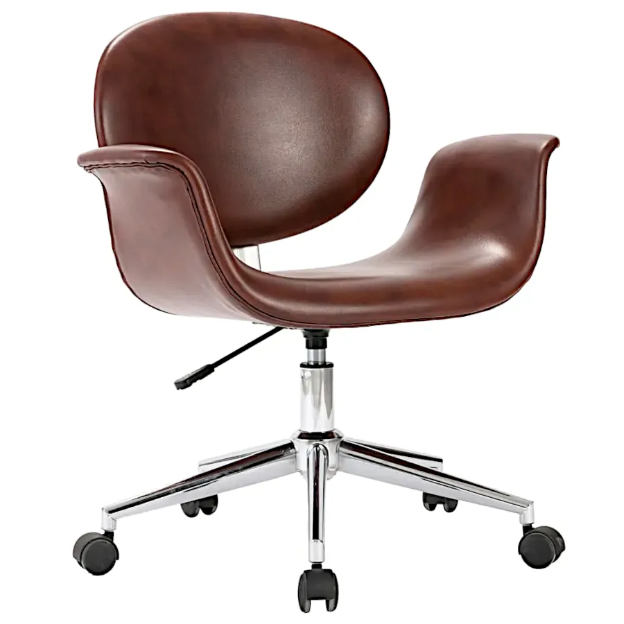 Elior Brązowe obrotowe krzesło biurowe z ekoskóry- Velio