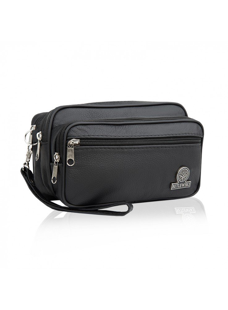 Betlewski, saszetka męska, skórzana, czarna