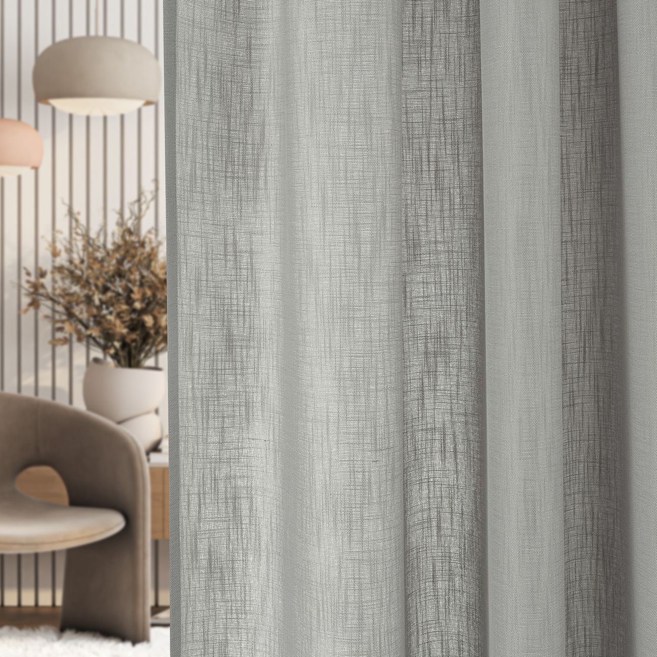 Zasłona na taśmie marszczącej strukturalna szara 140 x 280 cm 1 szt.