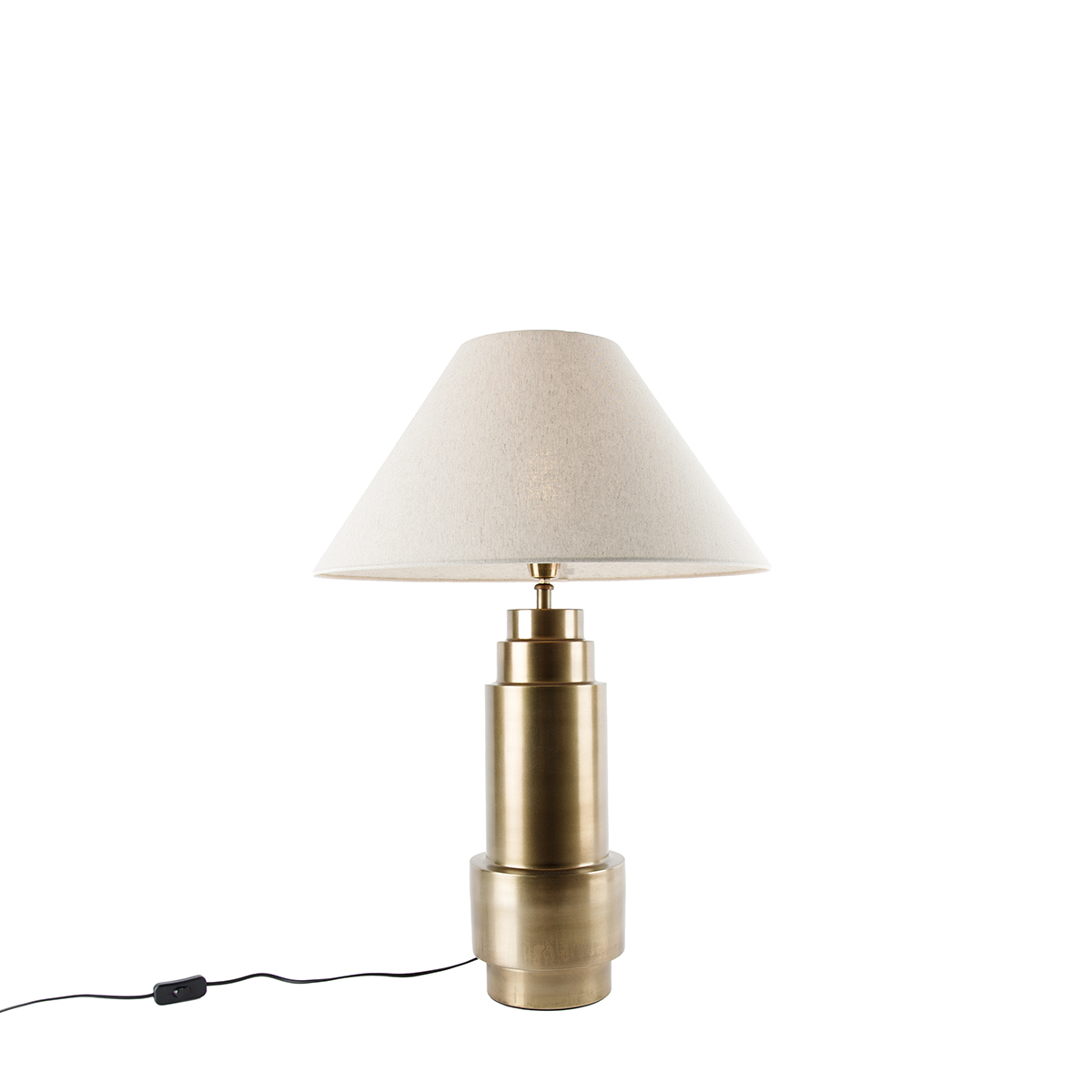 QAZQA Lampa stołowa brązowy abażur z tkaniny beżowy 55 cm - Bruut