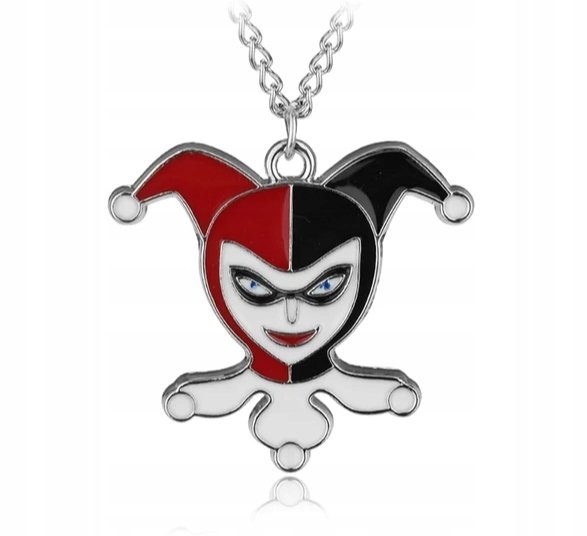 Naszyjnik wisiorek Harley Quinn DC srebrny prezent Y2K streetwear