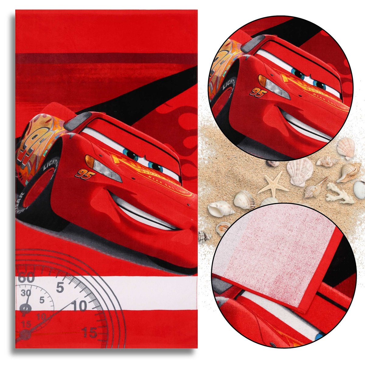 DISNEY Auta Ręcznik bawełniany, ręcznik plażowy 70x140 cm OEKO-TEX