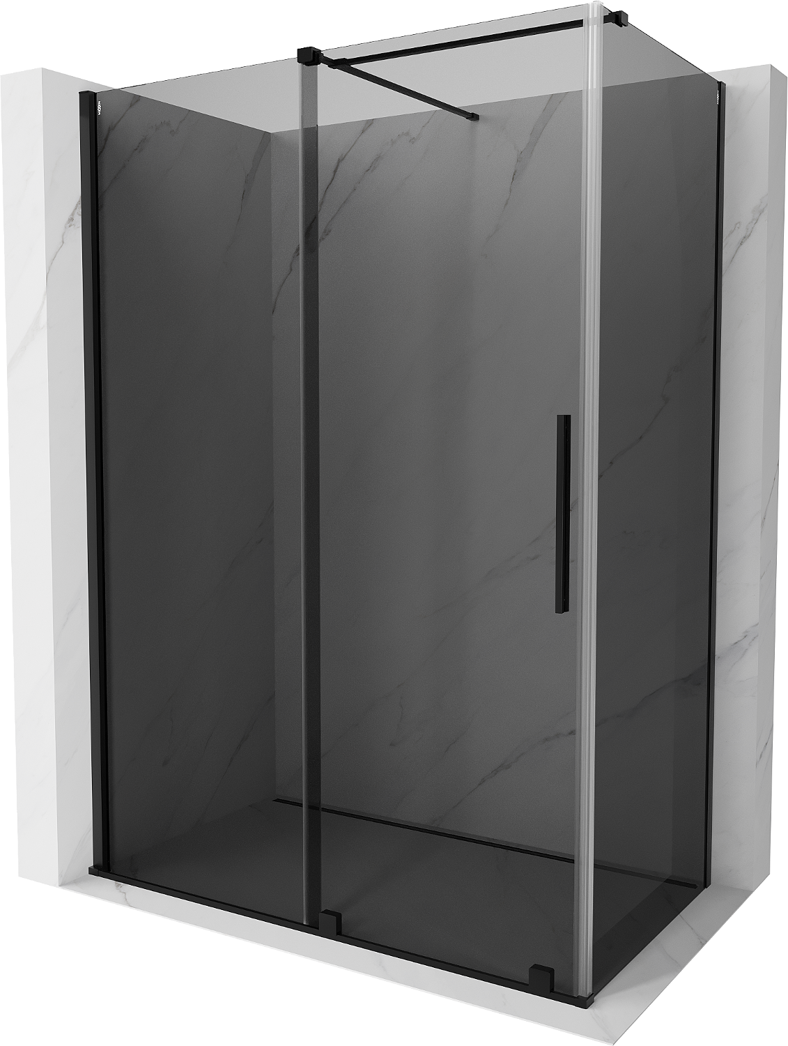 Mexen Velar kabina prysznicowa rozsuwana 140x70 cm, grafit, czarna - 871-140-070-41-70