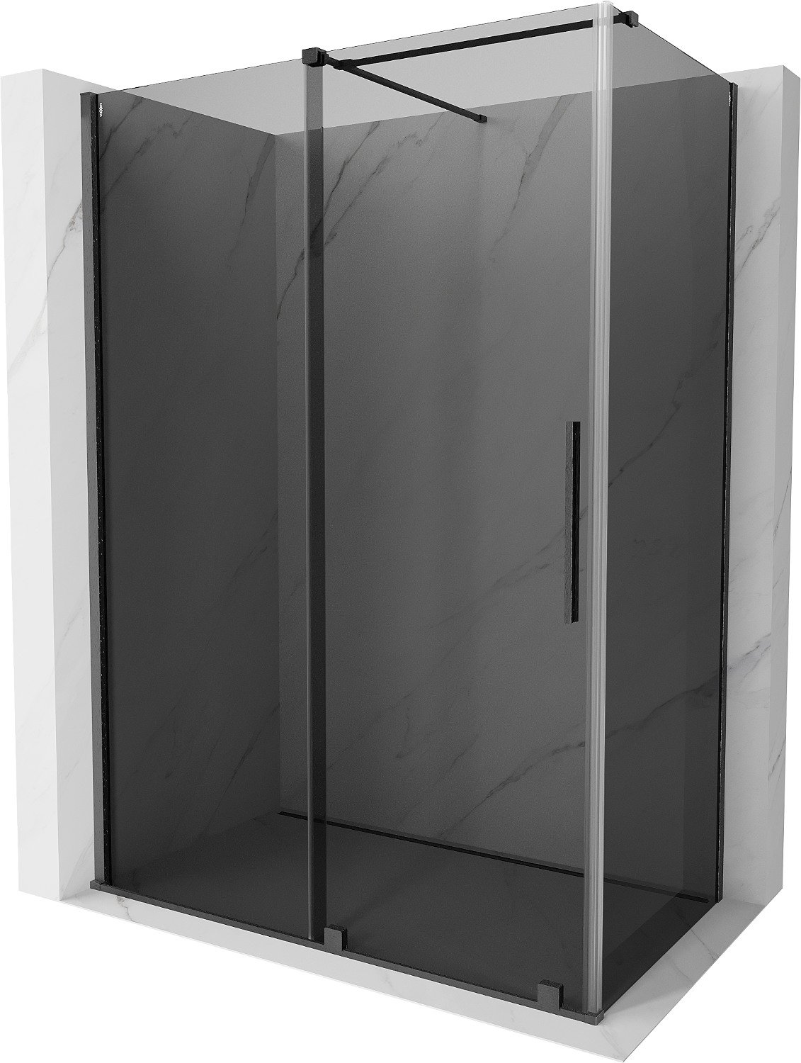 Mexen Velar kabina prysznicowa rozsuwana 160x80 cm, grafit, gun gray szczotkowany - 871-160-080-41-66