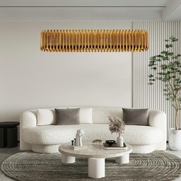 LAMPA WISZĄCA prostokątna o zaokrąglonych bokach, klosz ze stali węglowej, kolor ciemnego złota