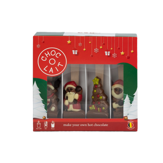 Świąteczny zestaw gorącej czekolady MoMe Choc-o-lait Spoon+ Christmas, 4 x 43 g