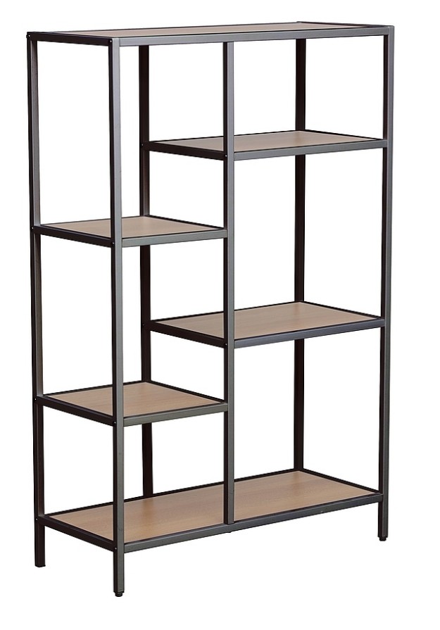 Regał loft COSTA B kolor dąb stelaż metalowy czarny