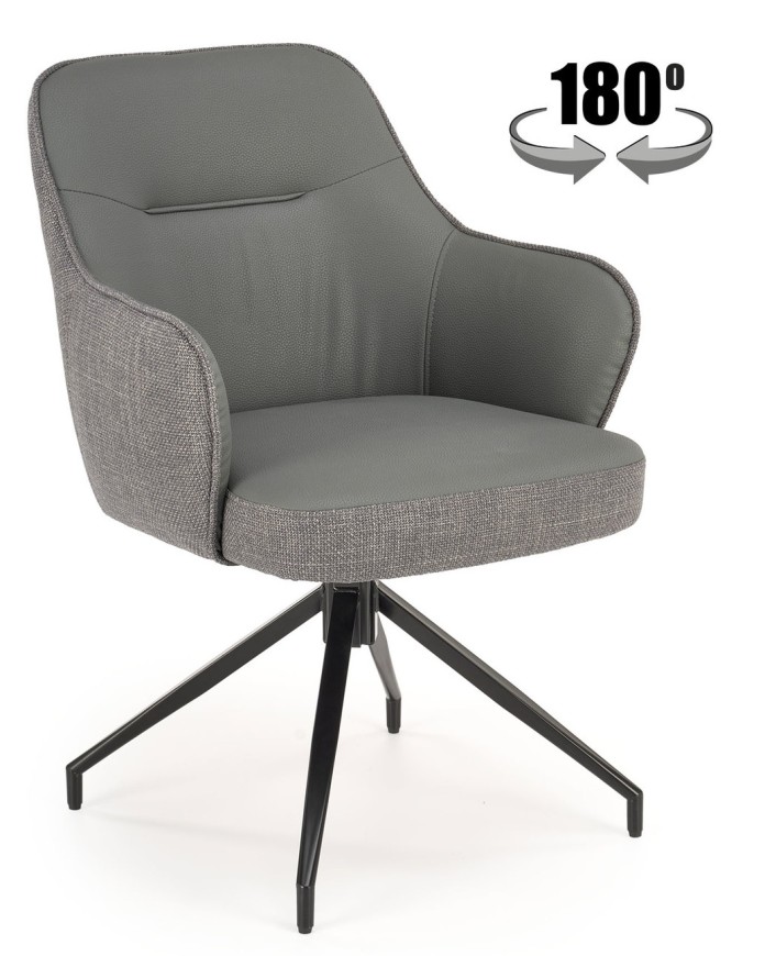 Krzesło obrotowe z podłokietnikami K527 kolor szary na czarnej podstawie