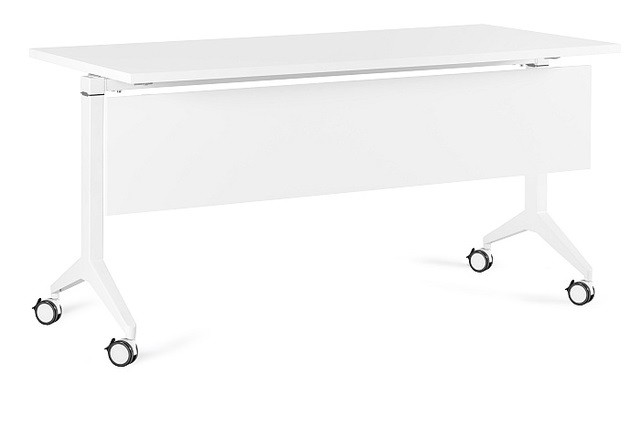 Biurko na kółkach Yumi S - Biały - Stelaż, Blat i Panel Maskujący - 150x70 cm - YZ-02 Biały