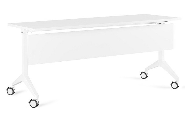 Biurko na kółkach Yumi S - Biały - Stelaż, Blat i Panel Maskujący - 180x70 cm - YZ-02 Biały