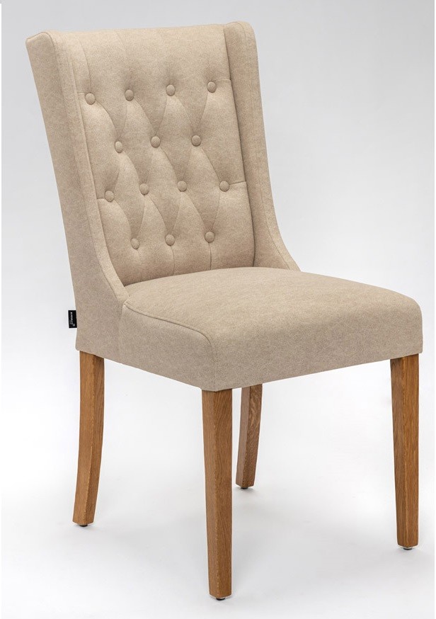 Krzesło tapicerowane pikowane do jadalni Henry drewniane nogi