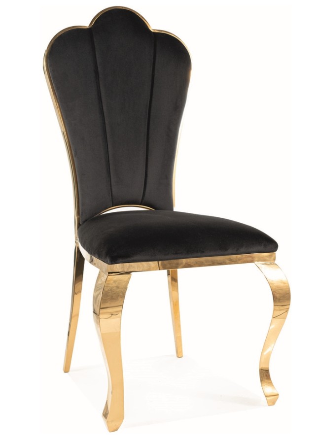Krzesło glamour QUEEN VELVET czarny BLUVEL 19 na złotych nogach