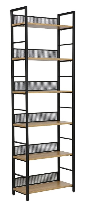 Regał styl loft RAW R6 kolor dąb czarny metalowy stelaż