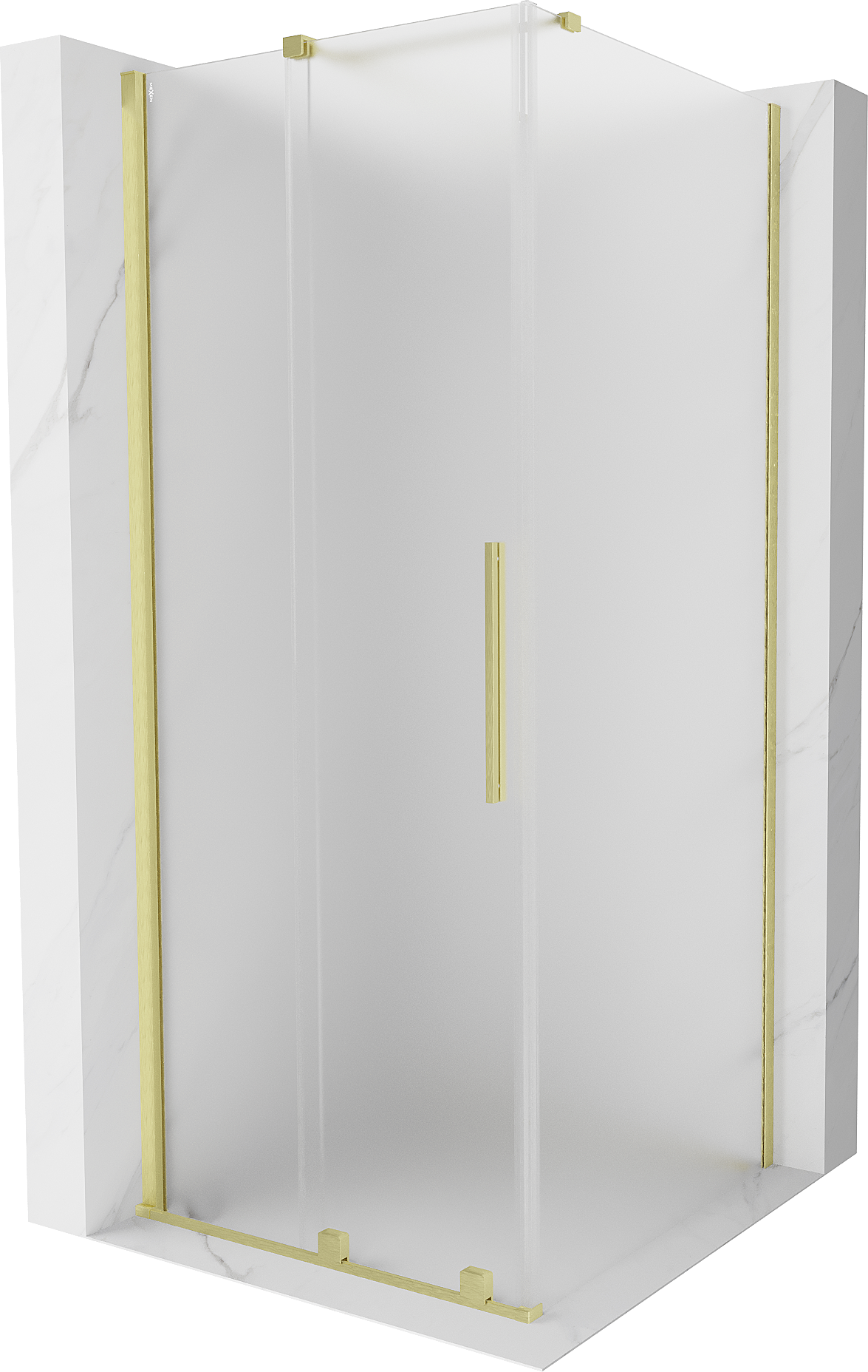 Mexen Velar kabina prysznicowa rozsuwana 100x100 cm, szron, złota szczotkowana - 871-100-100-31-55