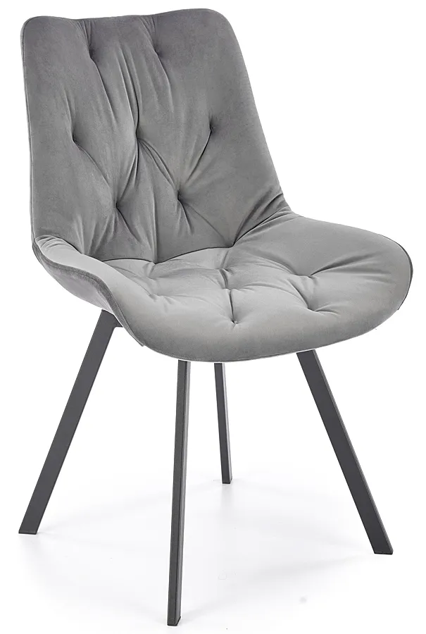 Popielate obrotowe pikowane krzesło welurowe N4-T56