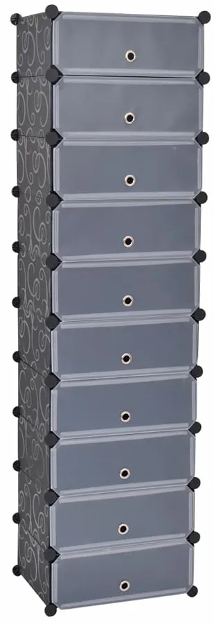 Czarna wysoka szafka na obuwie B8-W93