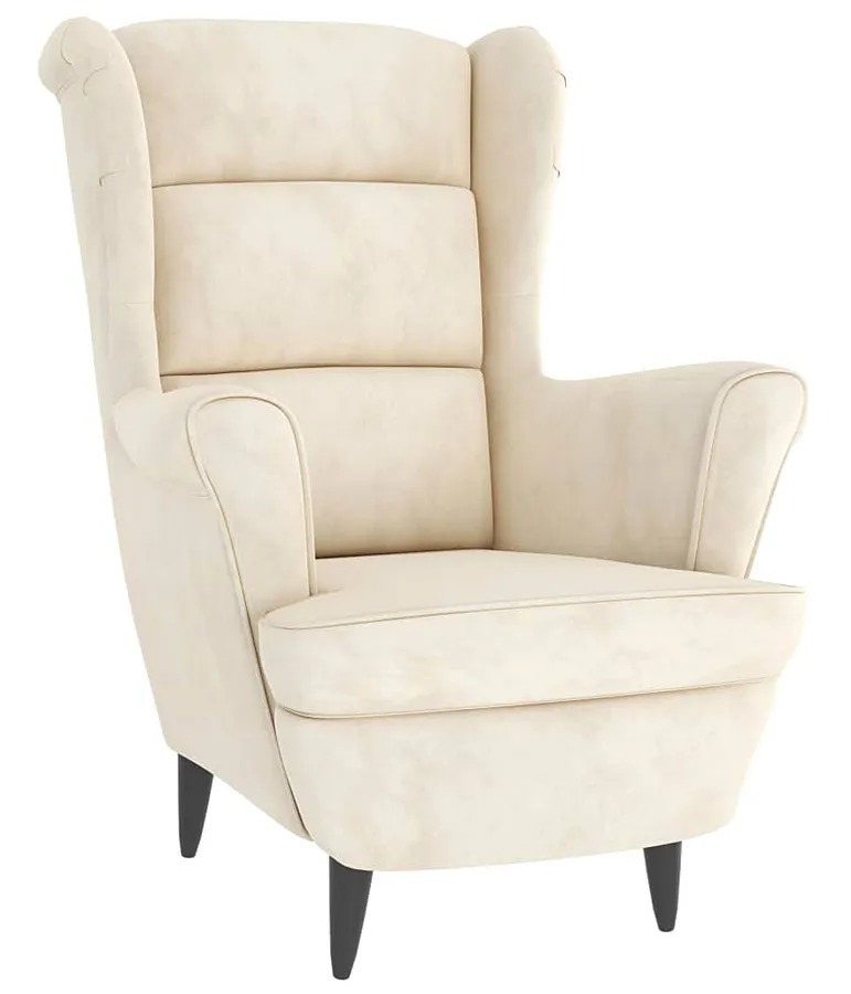 Kremowy welurowy fotel wypoczynkowy N3-C79