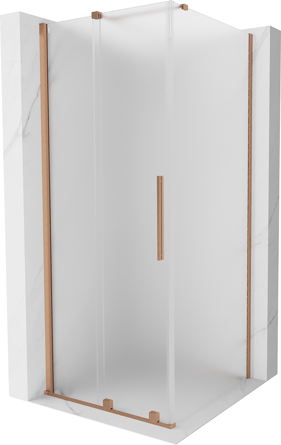 Mexen Velar kabina prysznicowa rozsuwana 90x90 cm, szron, miedź szczotkowana - 871-090-090-31-65