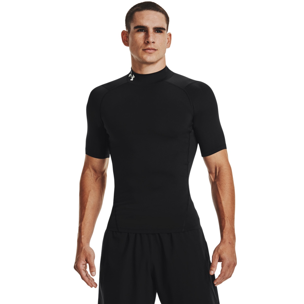 Męska koszulka treningowa Under Armour UA Hg Armour Comp Mock Ss - czarna - UNDER ARMOUR