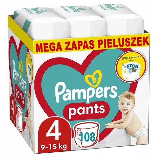 Pieluchomajtki Pampers Pants Rozmiar 4 Box 108szt