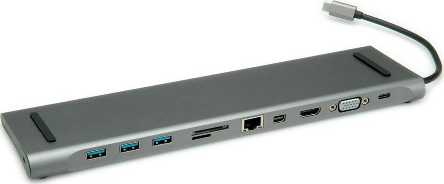 Stacja dokująca Roline Wieloportowa stacja dokująca ROLINE USB 3.2 Gen 2 typu C, 4K HDMI/Mini DP, VGA, USB, Kaartlezer, PD, LAN, Audio 12.02.1117
