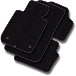 Dywaniki welurowe MOTOS Premium do Renault Arkana od 2019 - Czarna lamówka skórzana (błyszcząca) obszyta czerwoną i niebieską nicią