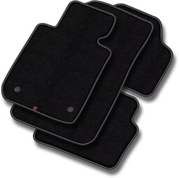 Dywaniki welurowe MOTOS Premium do Citroen C4 Cactus 2014-2021 - Czarna lamówka matowa (nubuk) obszyta białą nicią