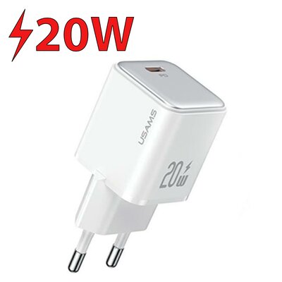 USAMS Ład. siec. 1xUSB-C PD20W (only head) PD3.0 Fast Charging biały/white X-ron Series CC183TC02 (US-CC183)
