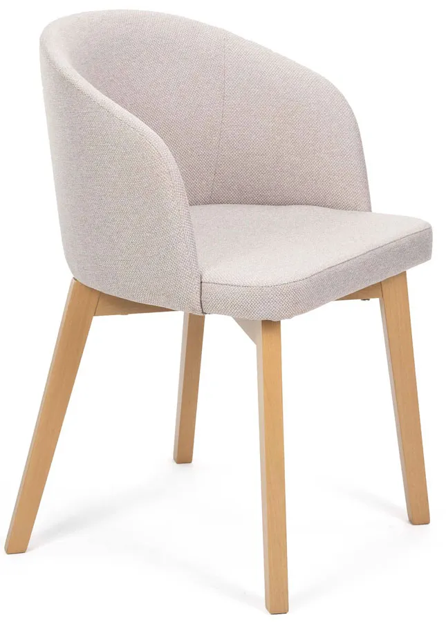 Jasnobeżowe drewniane krzesło tapicerowane T7-W02