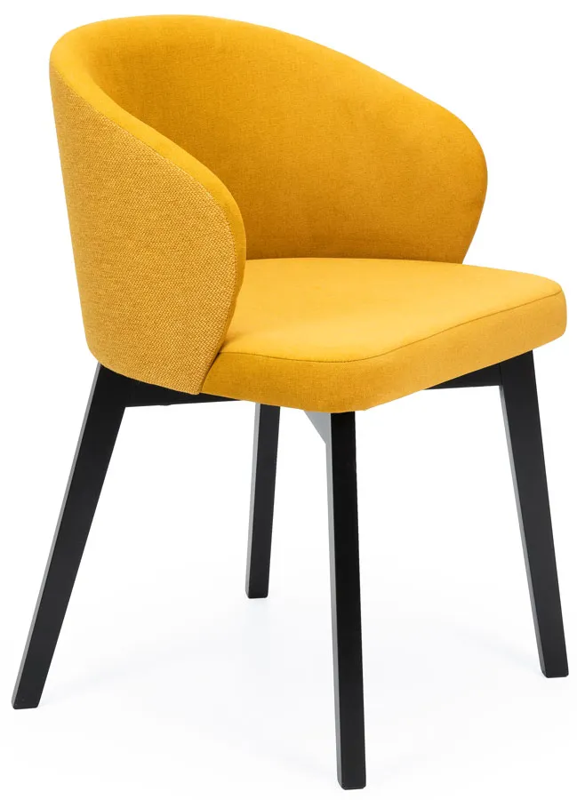 Żółte drewniane krzesło kubełkowe F5-W89