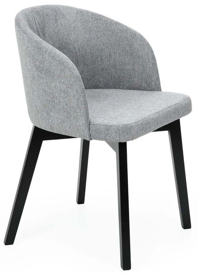 Szare drewniane krzesło tapicerowane pluszem L7-R11