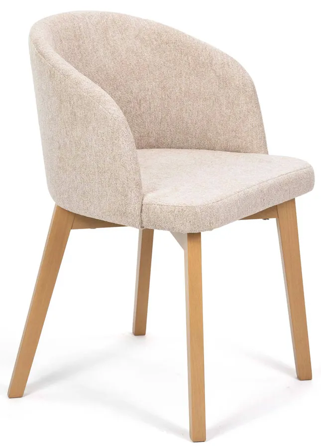 Kremowe drewniane krzesło tapicerowane welurem dąb artisan M7-L77