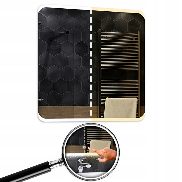 Lustro Ścienne 60x60cm na Dotyk Dual LED Modena