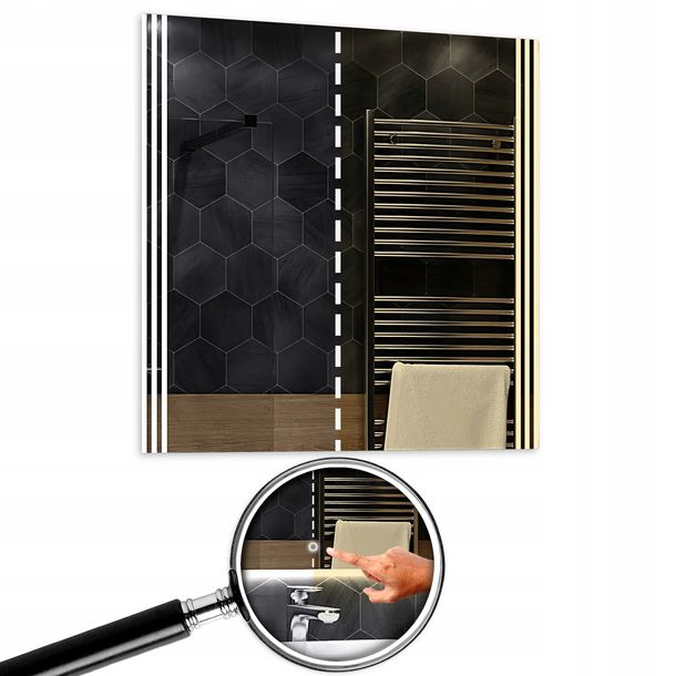 Lustro Ścienne 100x100cm z Dotykiem Dual LED Arica