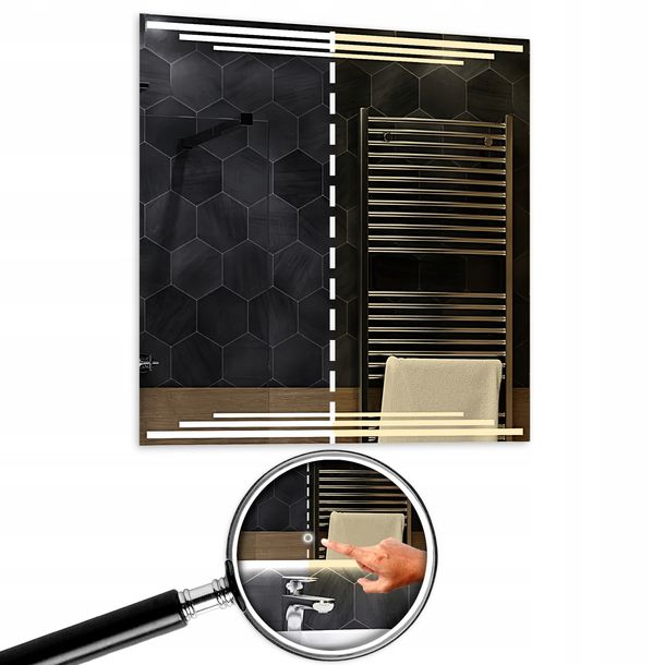 Lustro Ścienne 100x100cm z Dotykiem Dual LED Birma