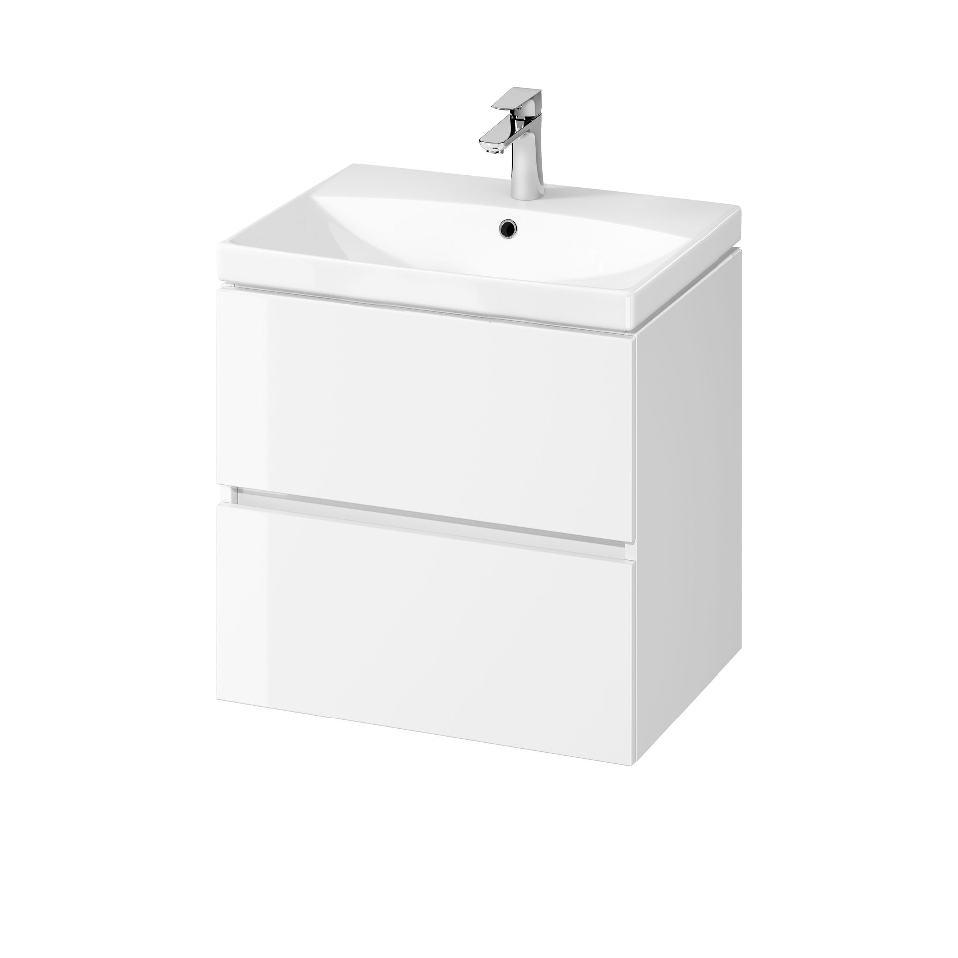 Szafka łazienkowa z umywalką Senti Malta Plus 60 cm biały połysk