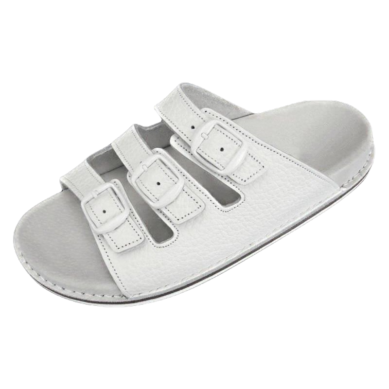 ABAT ROZM. 40 BIAŁE Klapki damskie ortopedyczne, trzy paski, skóra naturalna