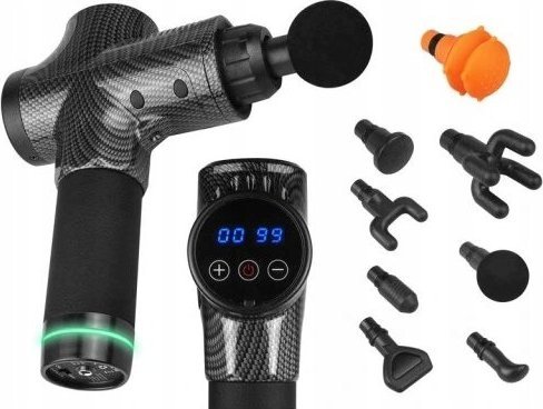 Masażer Kraft&Dele PISTOLET DO MASAŻU MOCNY MASAŻER MASSAGE GUN PRO 9 GŁOWIC