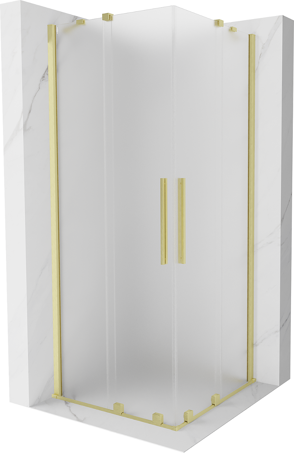 Mexen Velar Duo kabina prysznicowa rozsuwana 80x80 cm, szron, złota szczotkowana - 871-080-080-32-55