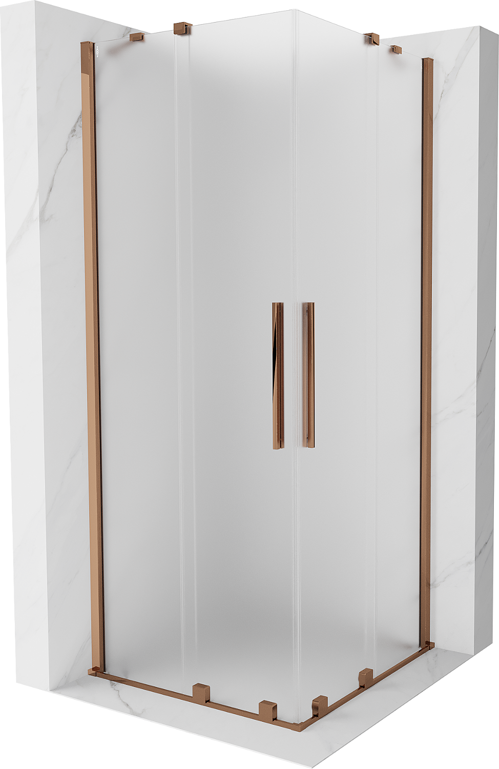 Mexen Velar Duo kabina prysznicowa rozsuwana 80x80 cm, szron, różowe złoto - 871-080-080-32-60