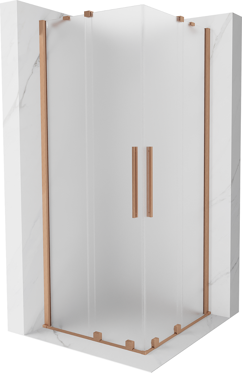 Mexen Velar Duo kabina prysznicowa rozsuwana 80x80 cm, szron, miedź szczotkowana - 871-080-080-32-65