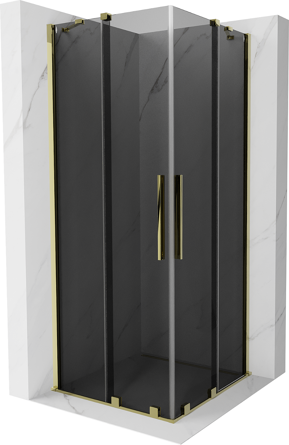 Mexen Velar Duo kabina prysznicowa rozsuwana 90x90 cm, grafit, złota - 871-090-090-42-50