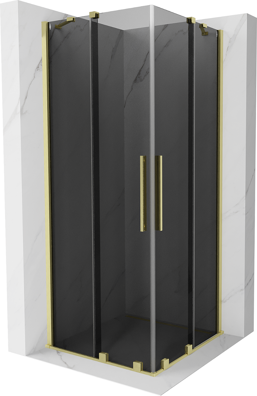 Mexen Velar Duo kabina prysznicowa rozsuwana 80x80 cm, grafit, złota szczotkowana - 871-080-080-42-55
