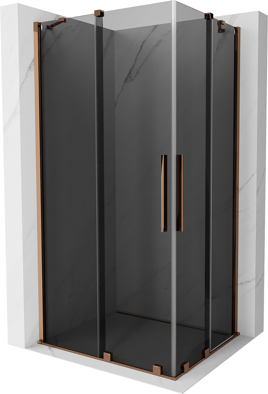 Mexen Velar Duo kabina prysznicowa rozsuwana 90x80 cm, grafit, różowe złoto - 871-090-080-42-60