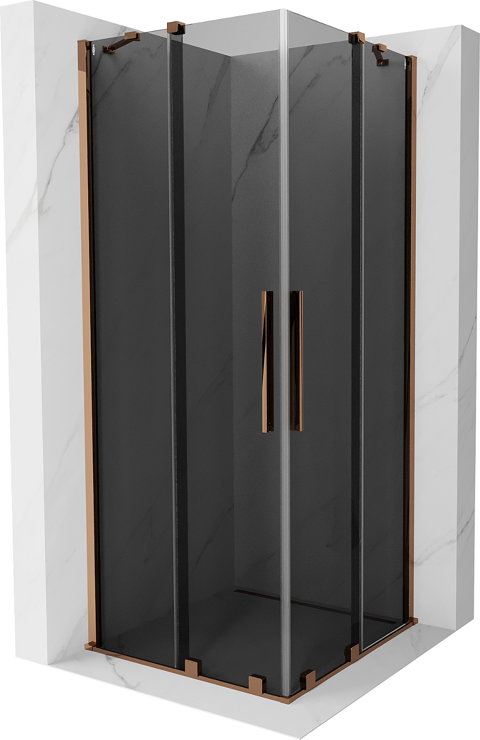 Mexen Velar Duo kabina prysznicowa rozsuwana 90x90 cm, grafit, różowe złoto - 871-090-090-42-60
