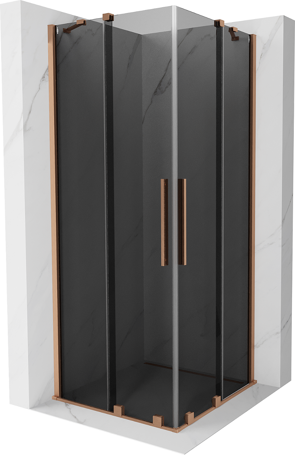 Mexen Velar Duo kabina prysznicowa rozsuwana 90x90 cm, grafit, miedź szczotkowana - 871-090-090-42-65