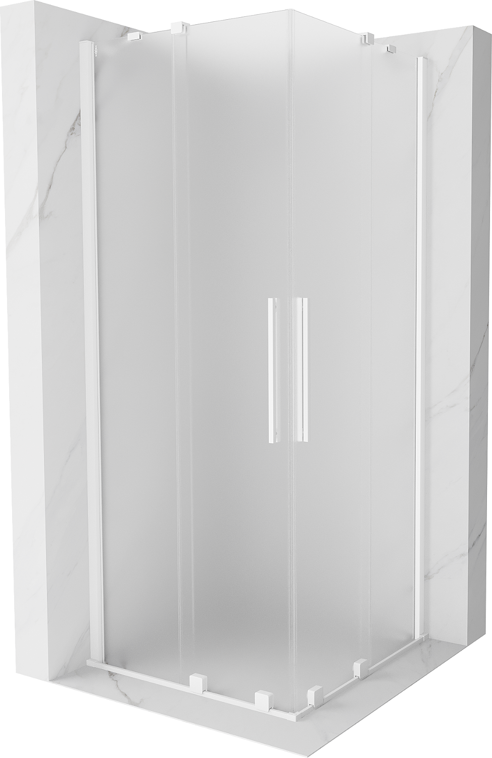 Mexen Velar Duo kabina prysznicowa rozsuwana 90x90 cm, szron, biała - 871-090-090-32-20