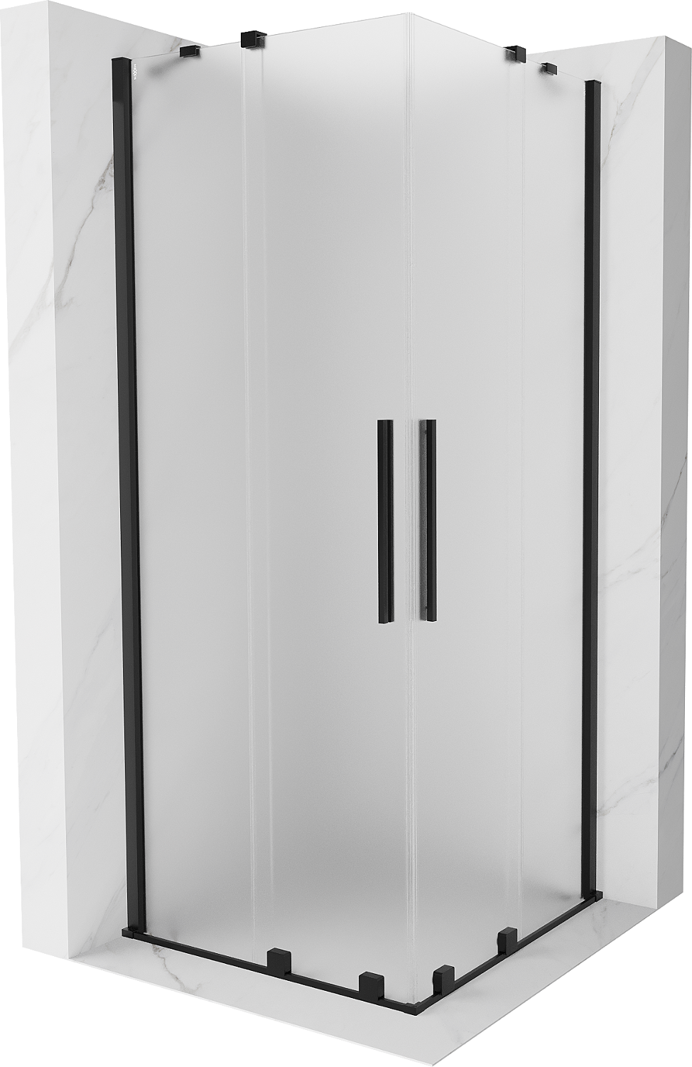 Mexen Velar Duo kabina prysznicowa rozsuwana 90x90 cm, szron, czarna - 871-090-090-32-70